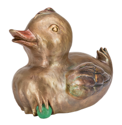 Bronzeente auf Erbse