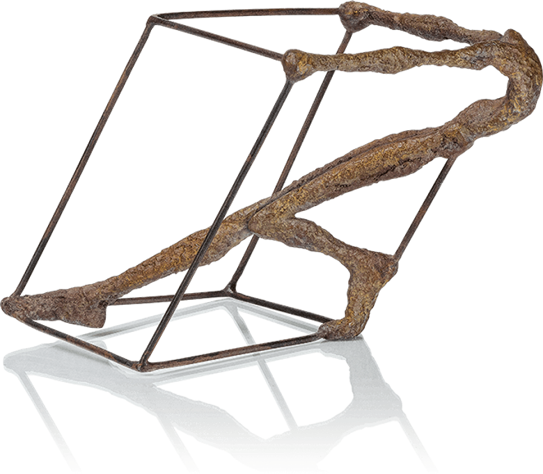 Bronzefigur »Figur im Würfel« von Anette Mürdter