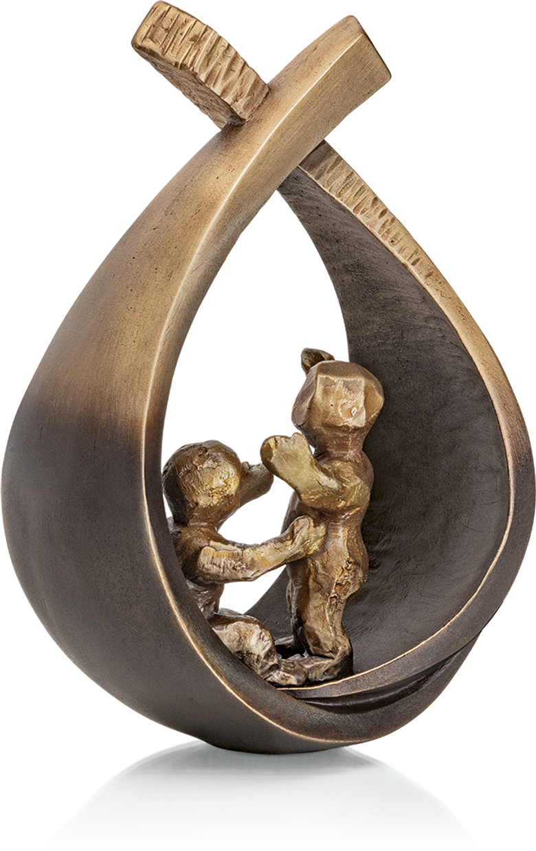 Bronzefigur «Geburt (2 Kinder)» aus dem Atelier Strassacker