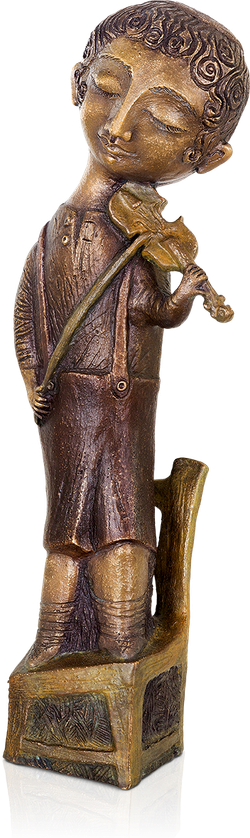 Bronzefigur Geiger auf Stuhl von Elya Yalonetski