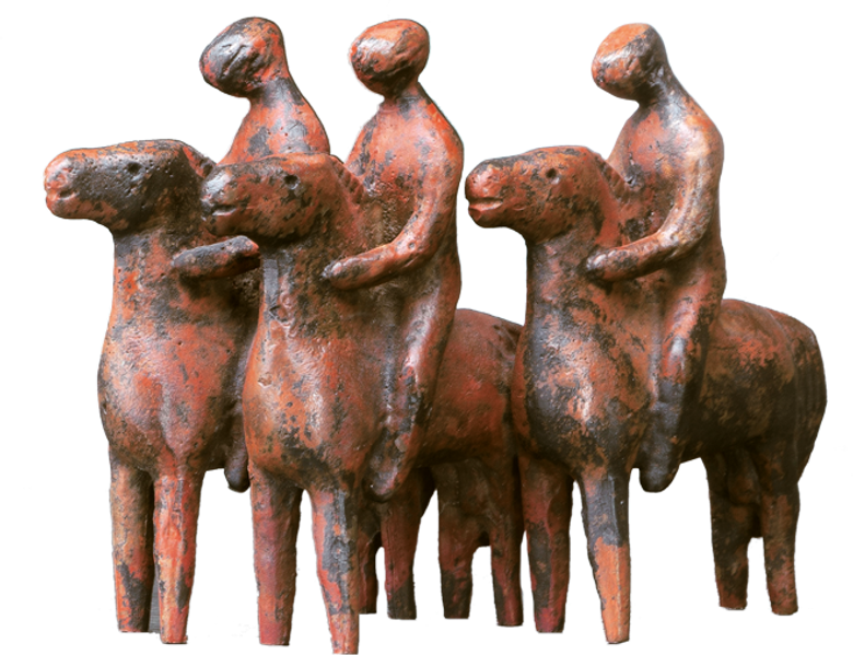 Bronzefigur Reitergruppe von Hermann Schwahn