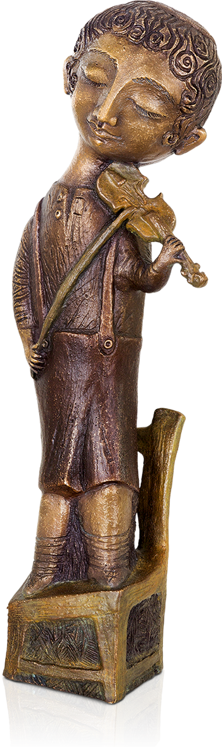 Bronzefigur Geiger auf Stuhl von Elya Yalonetski