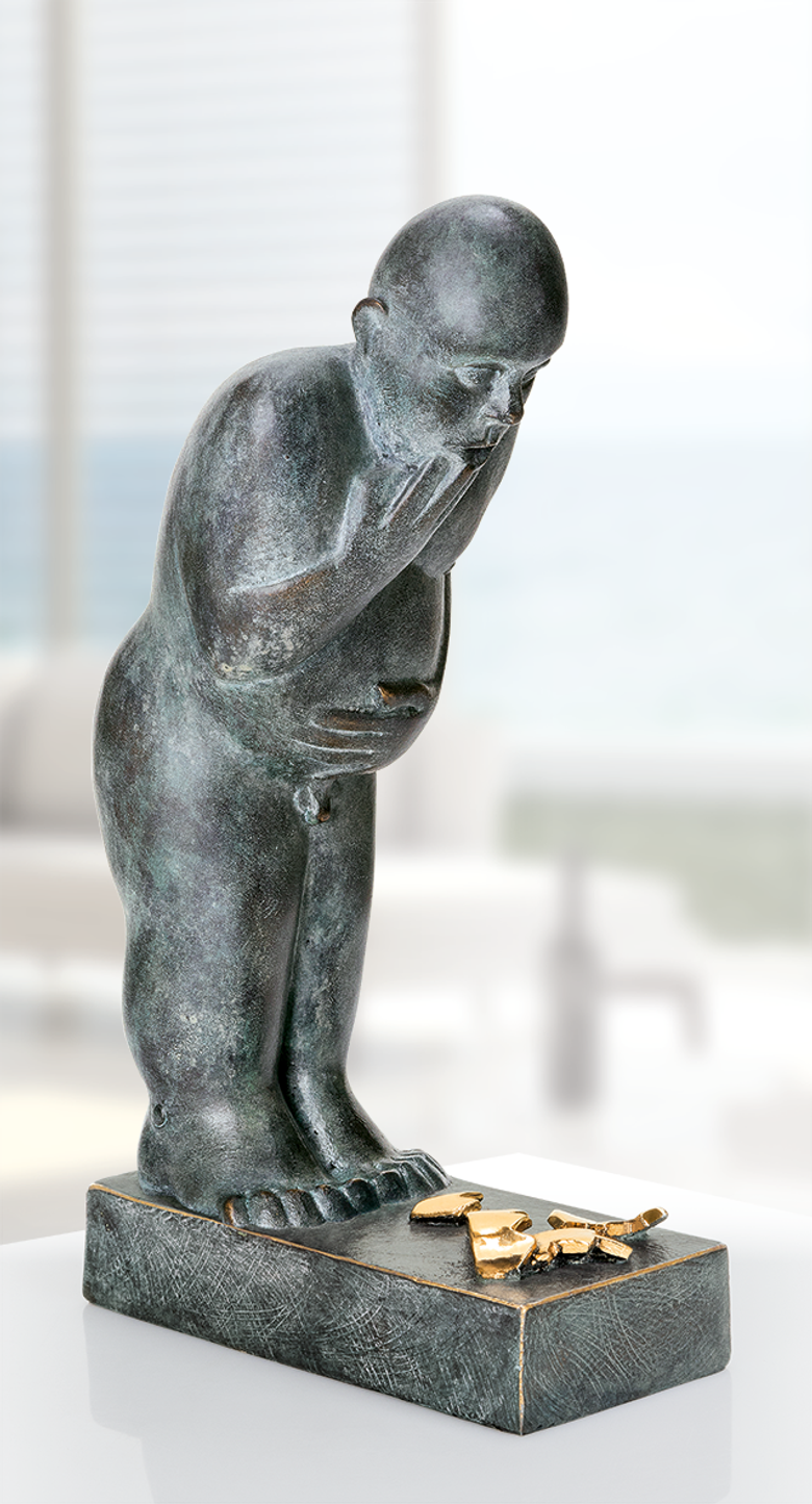 Bronzefigur Malheur von Stefan Donhauser