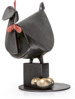 Bronzefigur Gallina Nera fa le uova verso