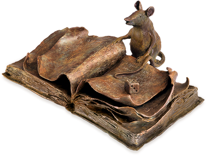 Bronzefigur Le Rat de Bibliothèque von Agnès Boulloche