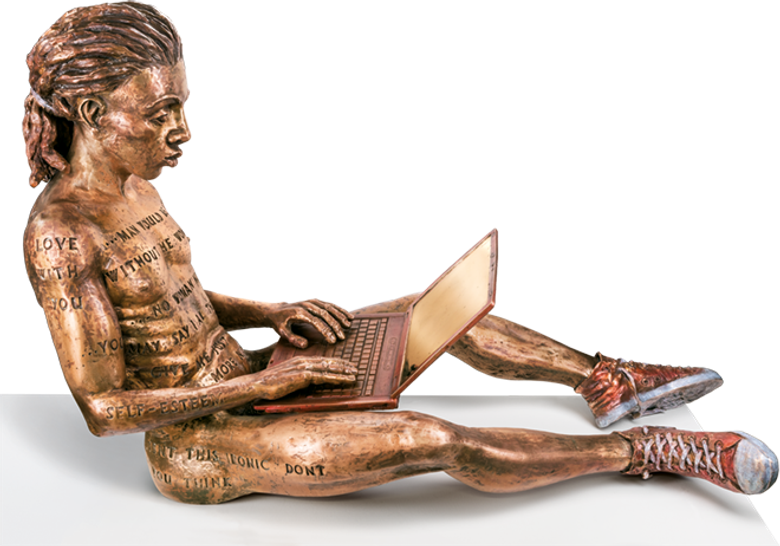 Bronzefigur Online Romance (Man) von Michal Trpak