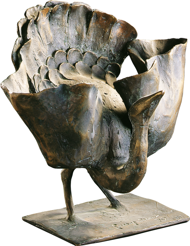 Bronzefigur Balzender Vogel von Gotthelf Schlotter