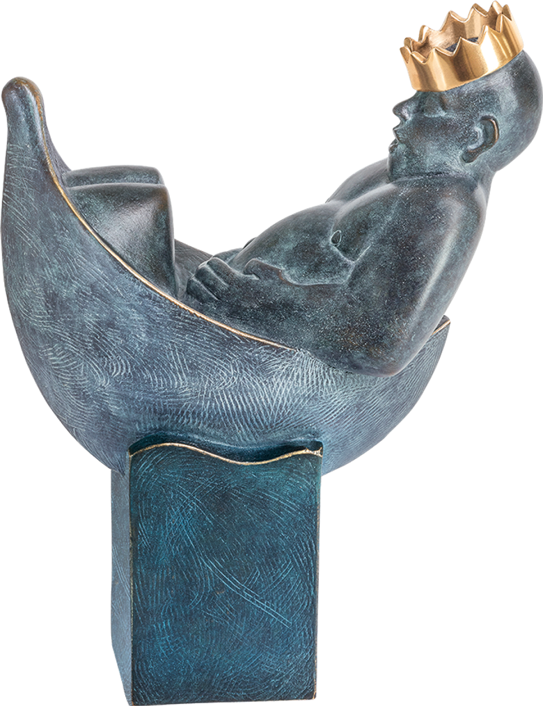 Bronzefigur Mann im Boot von Stefan Donhauser