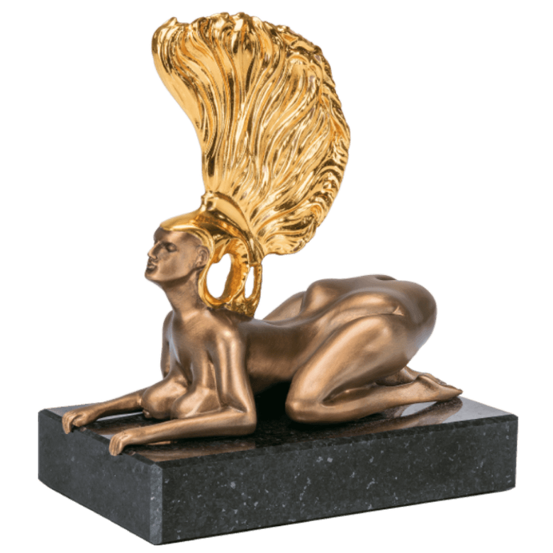 Bronzefigur »Die Sphinx mit dem Goldhelm – Miniatur« von Prof. Ernst Fuchs