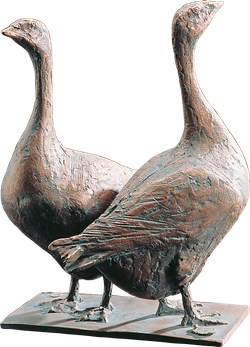 Bronzefigur Zwei Gänse von Hans Nübold