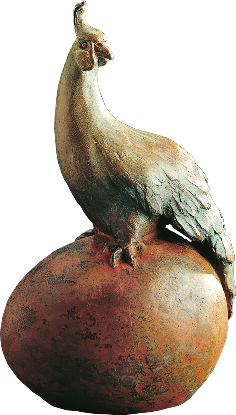 Bronzefigur Fasan auf Ei von Sigrid Stöcker