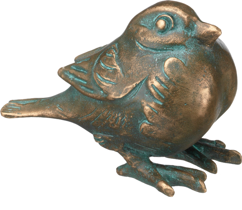 Bronzefigur Spatz, ruhend von Atelier Strassacker