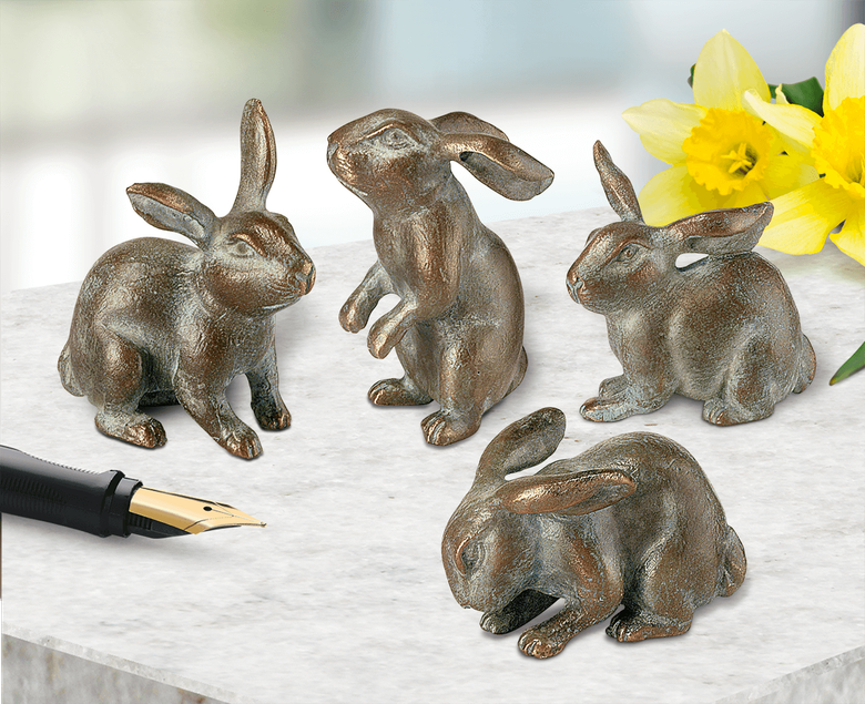 Bronzefigur 4 Hasen als Set von Atelier Strassacker
