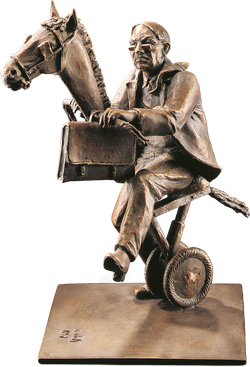 Bronzefigur Der wild gewordene Amtsschimmel von Leo Wirth