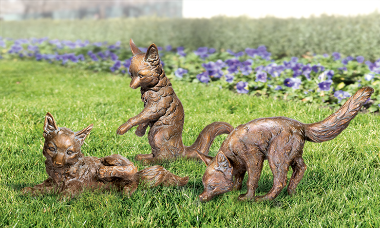 Bronzefigur 3 Jungfüchse als Set von Atelier Strassacker