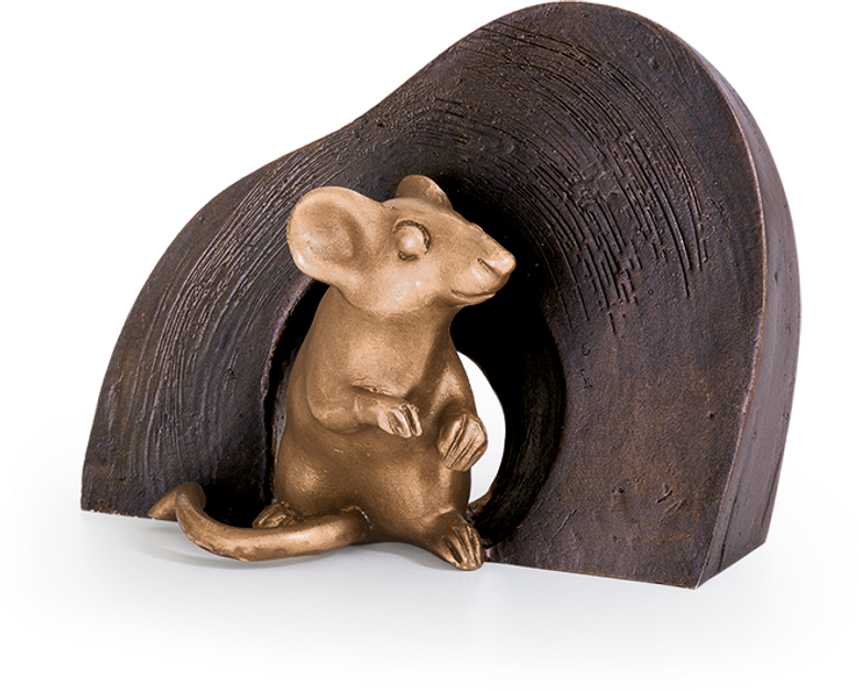 Bronzefigur Maus, sitzend von Atelier Strassacker
