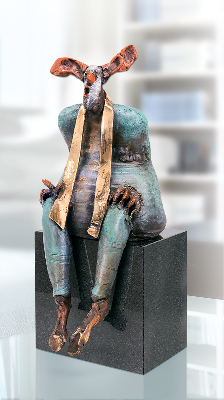 Bronzefigur Clown von Eva Roucka