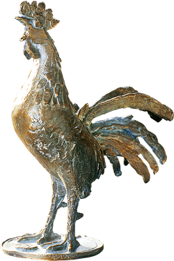 Bronzefigur Hahn von Hans Nübold