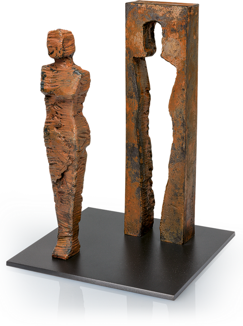 Bronzeskulptur-Kubus-Frau