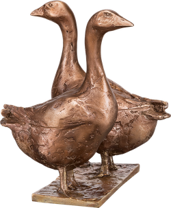 Bronzefigur Gänsepaar von Hans Nübold
