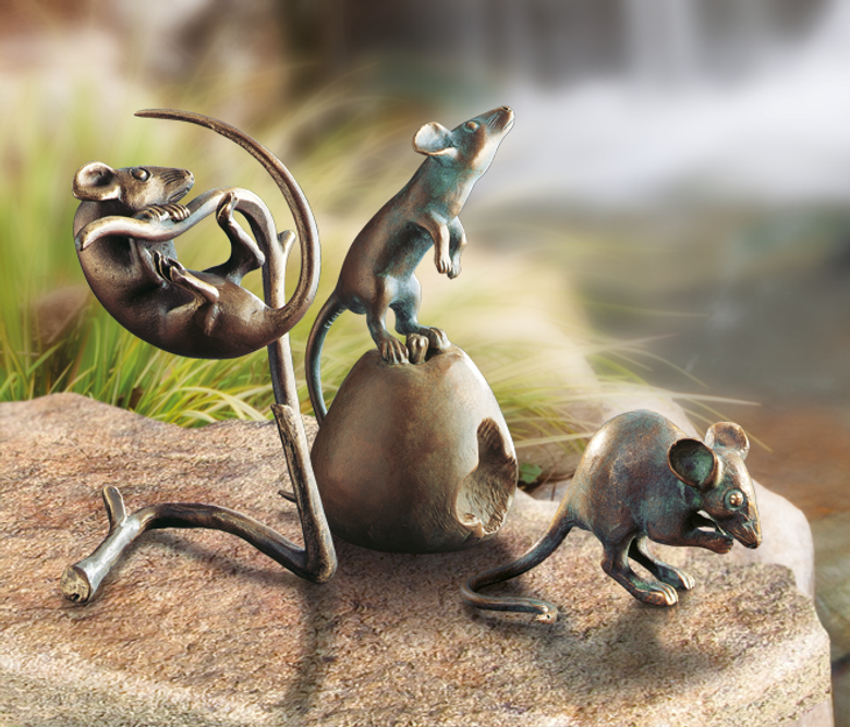 Bronzefigur 3 Mäuse im Set von Atelier Strassacker