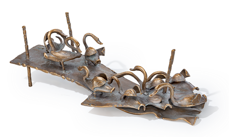 Bronzefigur «Schwäne am Rhein» aus dem Atelier Strassacker