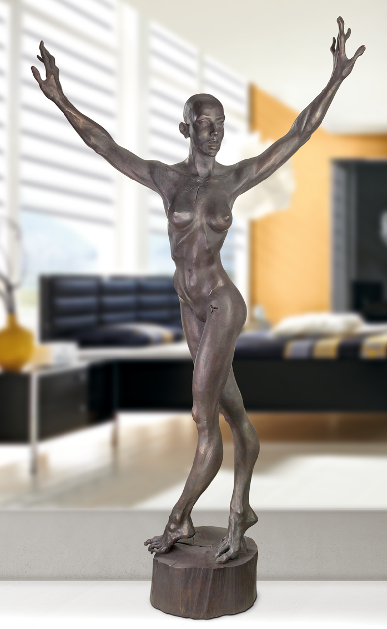 Bronzefigur Nackter Tanz von Roman Strobl