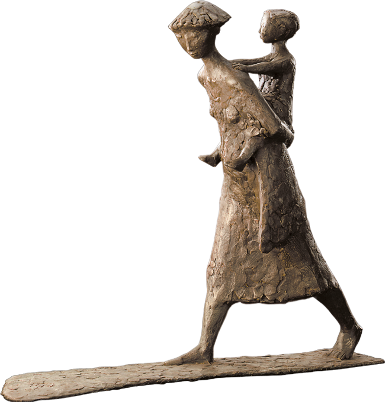 Bronzefigur Huckepack von Manfred Welzel