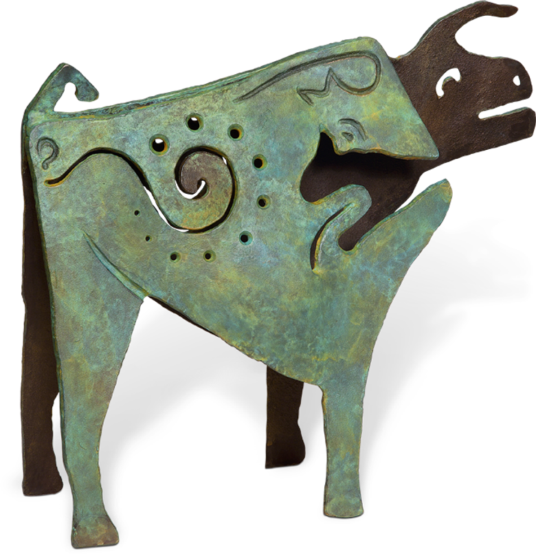 Bronzefigur Ur, grün von Guido Häfner