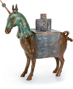 Bronzefigur Unicorn Box von Agnès Boulloche