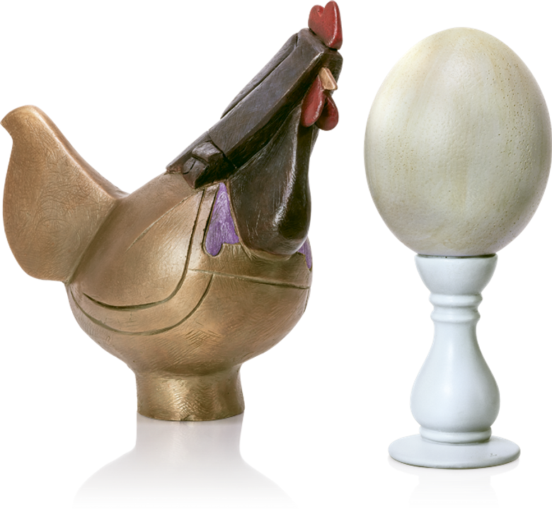 Bronzefigur I dubbi di una cara gallina von Rinaldo Bigi