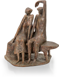 Bronzeskulptur-Paar-auf-Bank