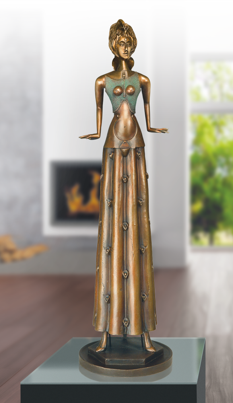 Bronzefigur Tänzerin im Blumenkleid von Paul Wunderlich