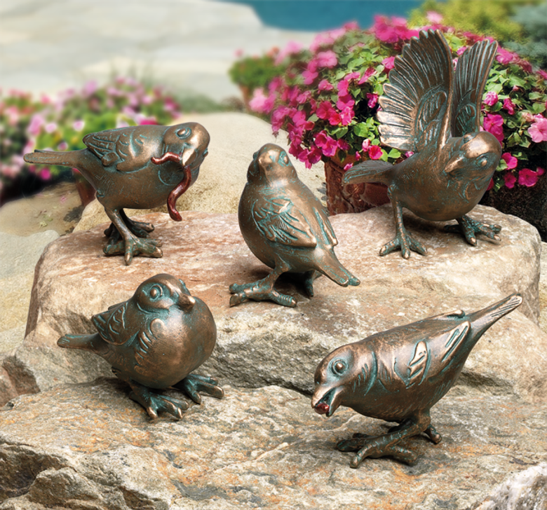 Bronzefigur Spatzen im 5er-Set von Atelier Strassacker