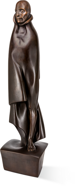 Bronzefigur Mensch mit Mantel von Giovannie de Angelis