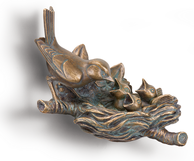 Bronzeskulptur Vogel - Finkennest