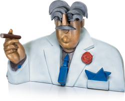 Bronzeskulptur-Mann-mit-Zigarre