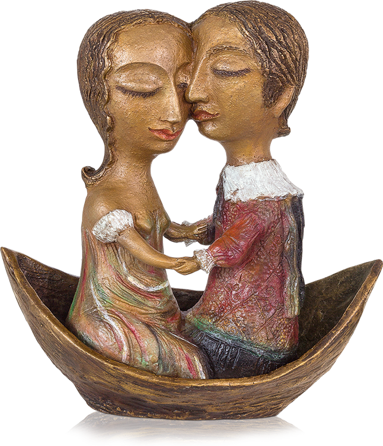 Bronzefigur Liebende in Gondel von Elya Yalonetski
