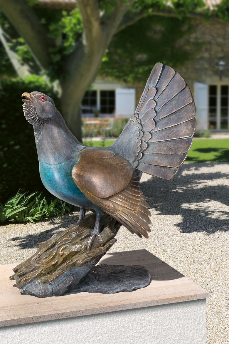 Bronzeskulptur Auerhahn