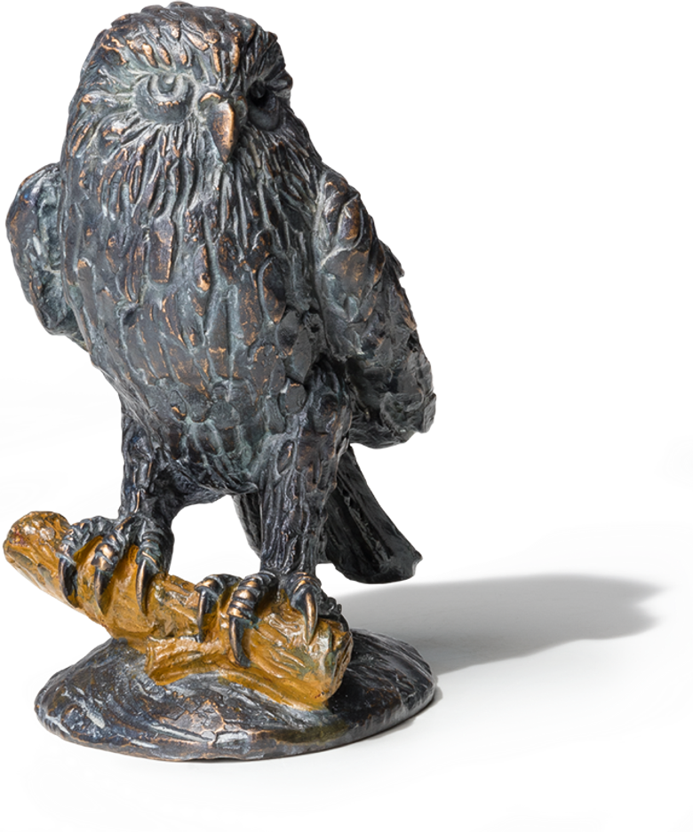 Bronzefigur Eule auf Zweig von Atelier Strassacker