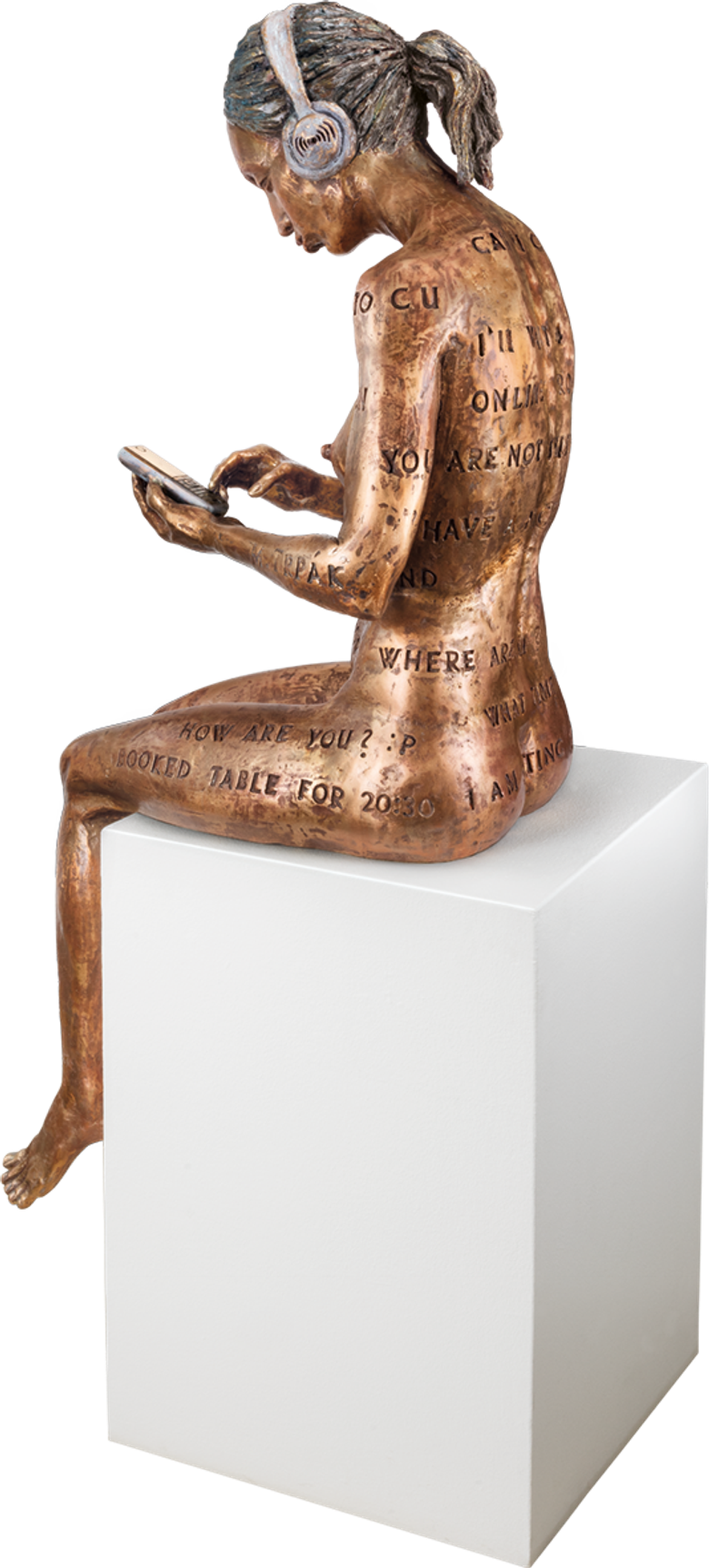 Bronzefigur Online Romance (Lady) von Michal Trpak