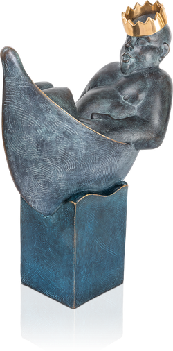 Bronzefigur Mann im Boot von Stefan Donhauser