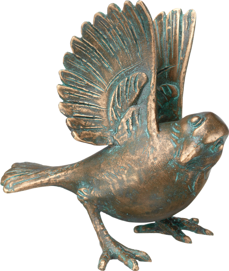 Bronzefigur Spatz, landend von Atelier Strassacker