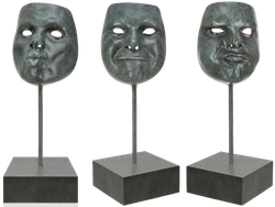 Bronzefigur 3 Masken im Set von Veronika Psotková