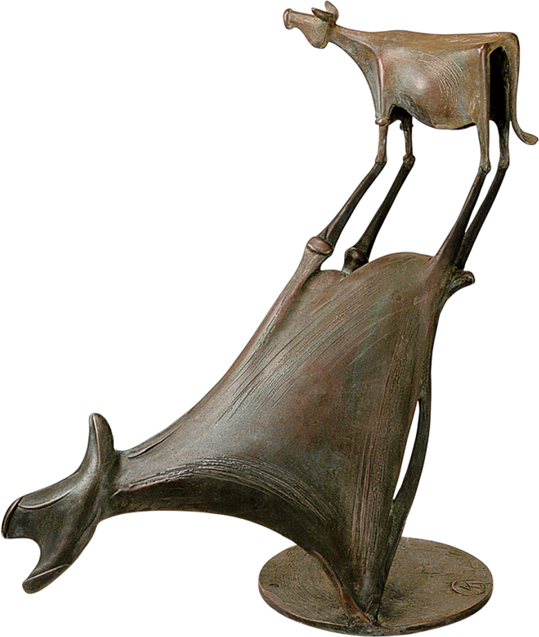 Bronzefigur Kuh im Schatten von Kurtfritz Handel