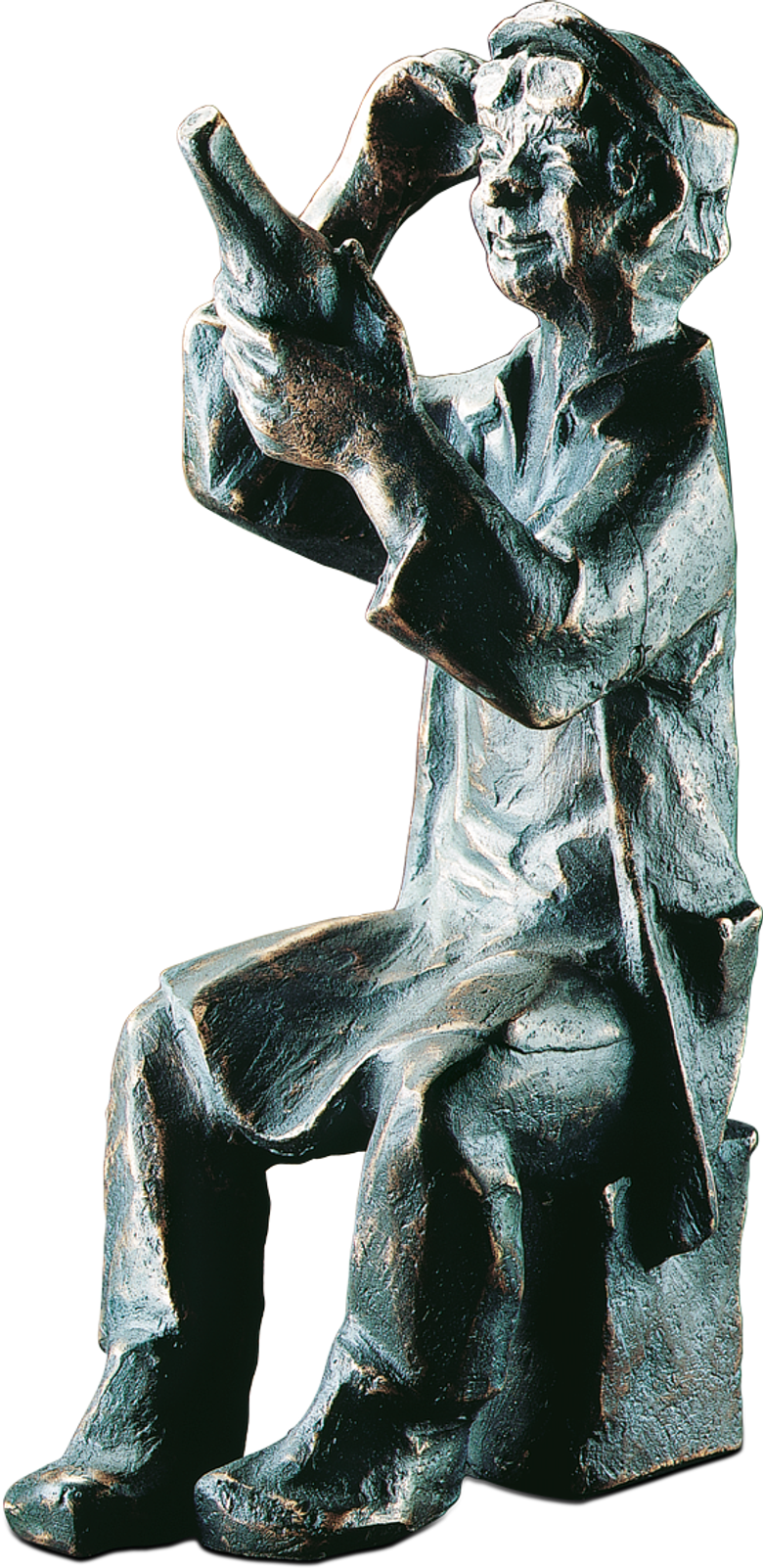 Bronzefigur Etikettenleser von Theophil Steinbrenner