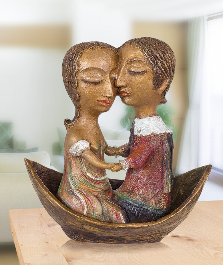 Bronzefigur Liebende in Gondel von Elya Yalonetski