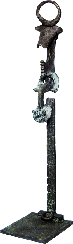 Bronzefigur Totem Mienu, freistehend von Bettina  Scholl-Sabbatini