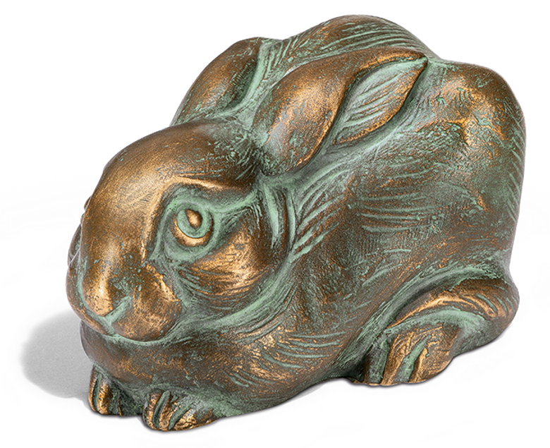 Bronzefigur «Kaninchen, ängstlich» aus dem Atelier Strassacker