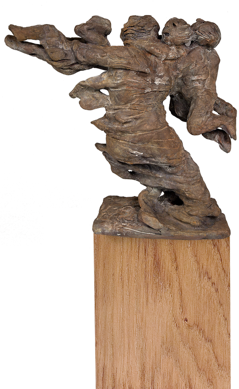 Bronzefigur Mutter mit drei Kindern in der Flut von Karl-Henning Seemann